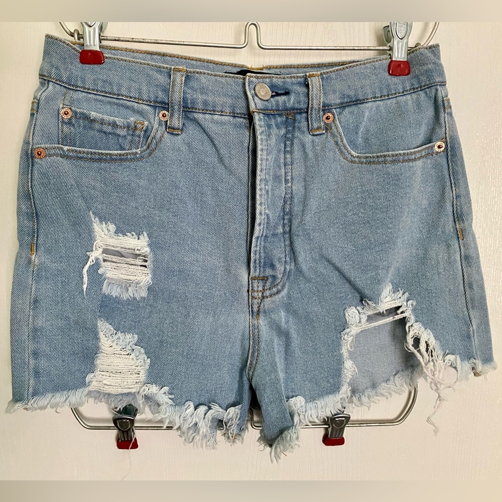 Light Wash Distressed BBJ High-Waisted Denim Shorts